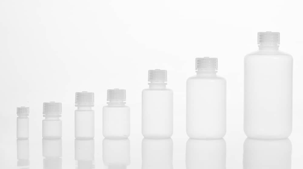 Wide mouth amber plastic bottles for biological liquid storage