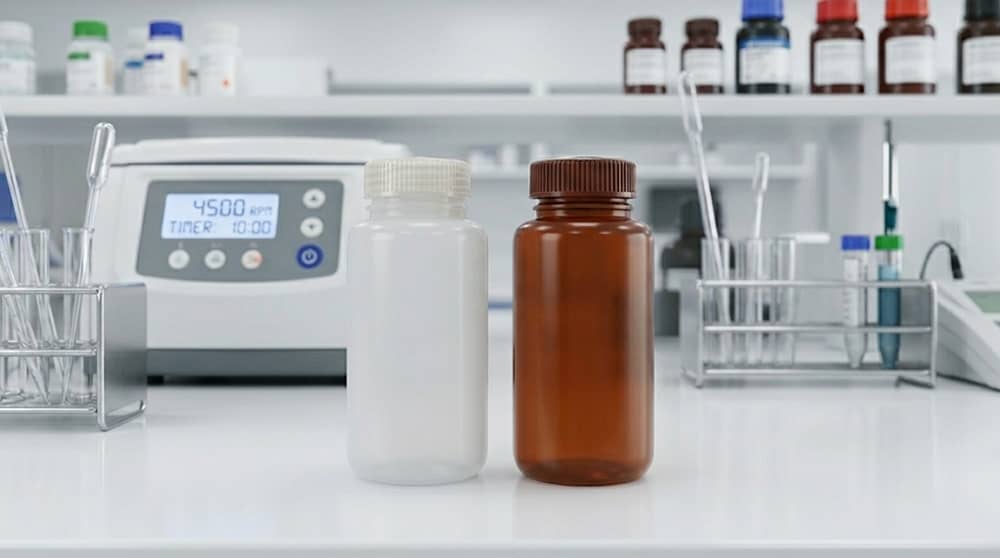 Sample Storage in Extreme Conditions: How Laboratories Prevent Sample Failure in Harsh Environments 9 Precision-PP-laboratory-storage-bottles-and-centrifuge-tubes-on-a-sterile-lab-bench (1)