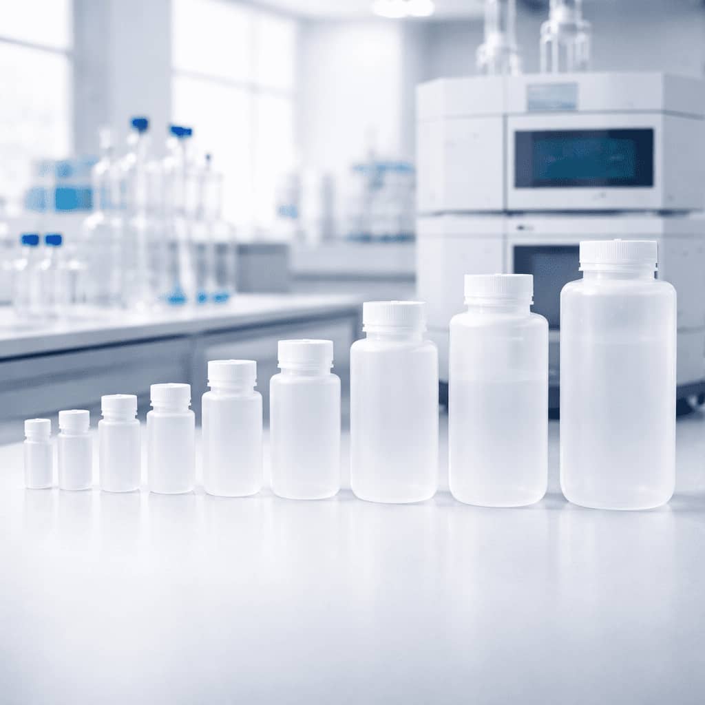 Durable wide mouth HDPE chemical containers from ISO 13485 certified facility